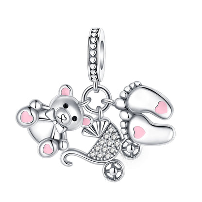 2025 heißer Verkauf Charms Perle 925 Sterling Silber Fahrrad Blume Kinderwagen Anhänger Fit Armreif Armband Halskette DIY Schmuck