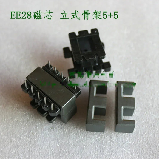 EE28-Kern, der das Bakelit-Skelett unterstützt, vertikal, 5 und 5 Ferrit-Transformatorkern, EE28 Mangangezink, PC40-Material