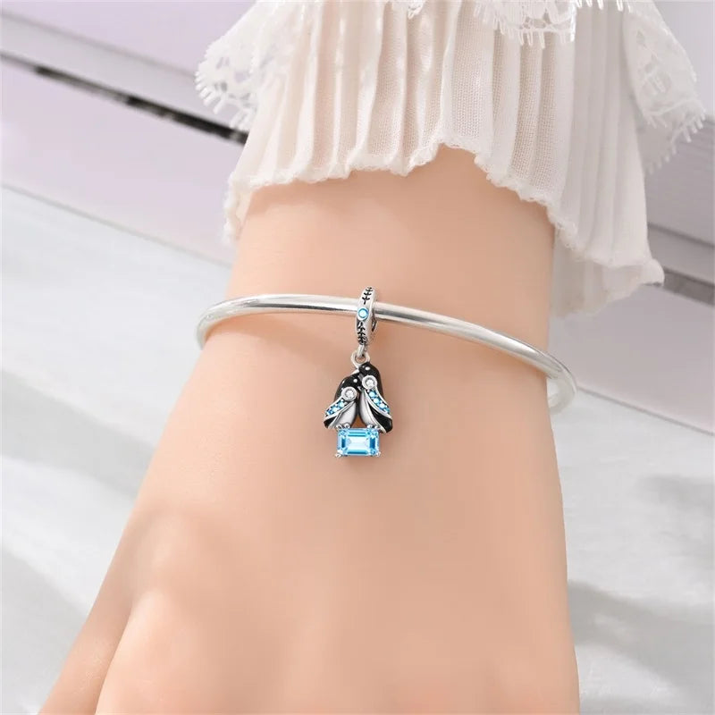 Heißer Verkauf 925er Sterlingsilber, niedliche Panda-Perlen und Pinguin-Anhänger, passend für Schlangenarmband, Boutique-Halskette, schwarzer Anhänger, Geschenk