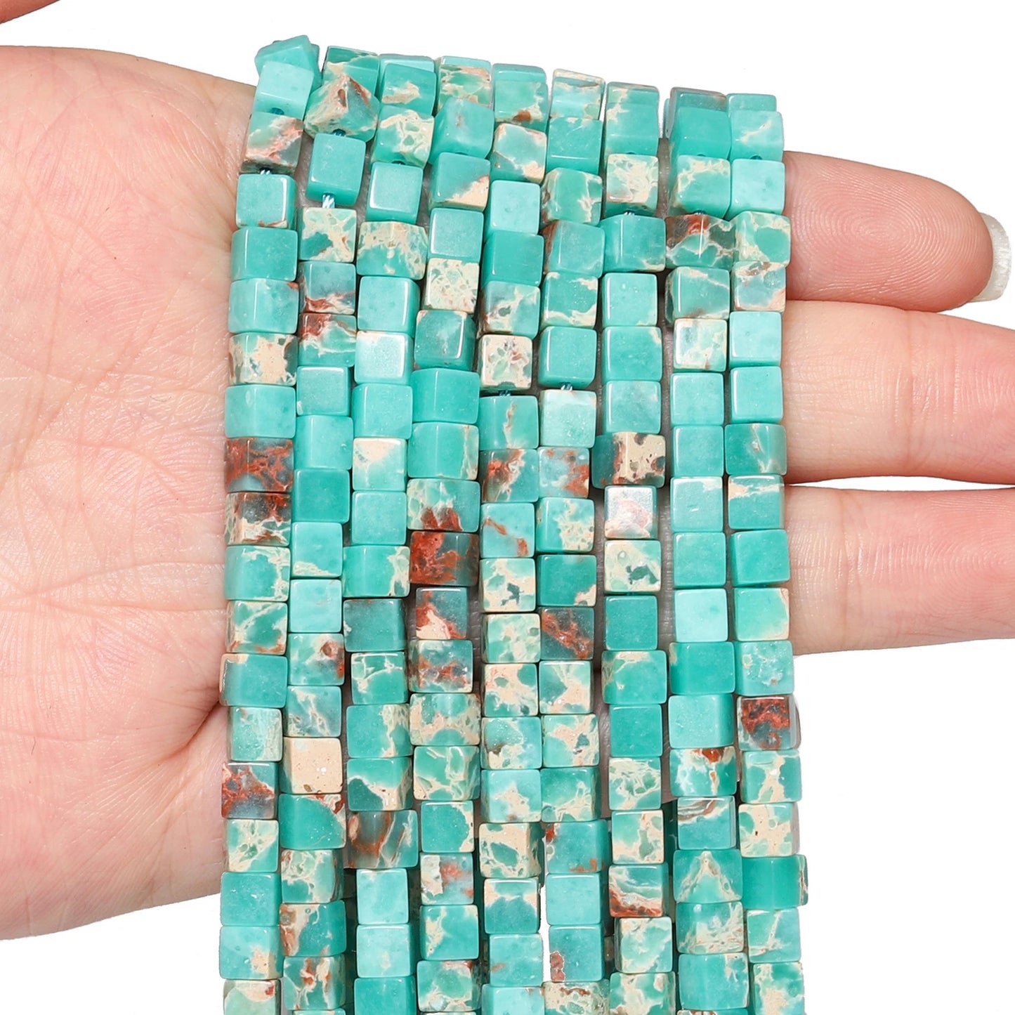 4 mm quadratische Würfelform-Perlen, natürlicher Lapislazuli, Amazonit, lila Achat-Steinperlen für Schmuckherstellung, DIY-Armband-Zubehör