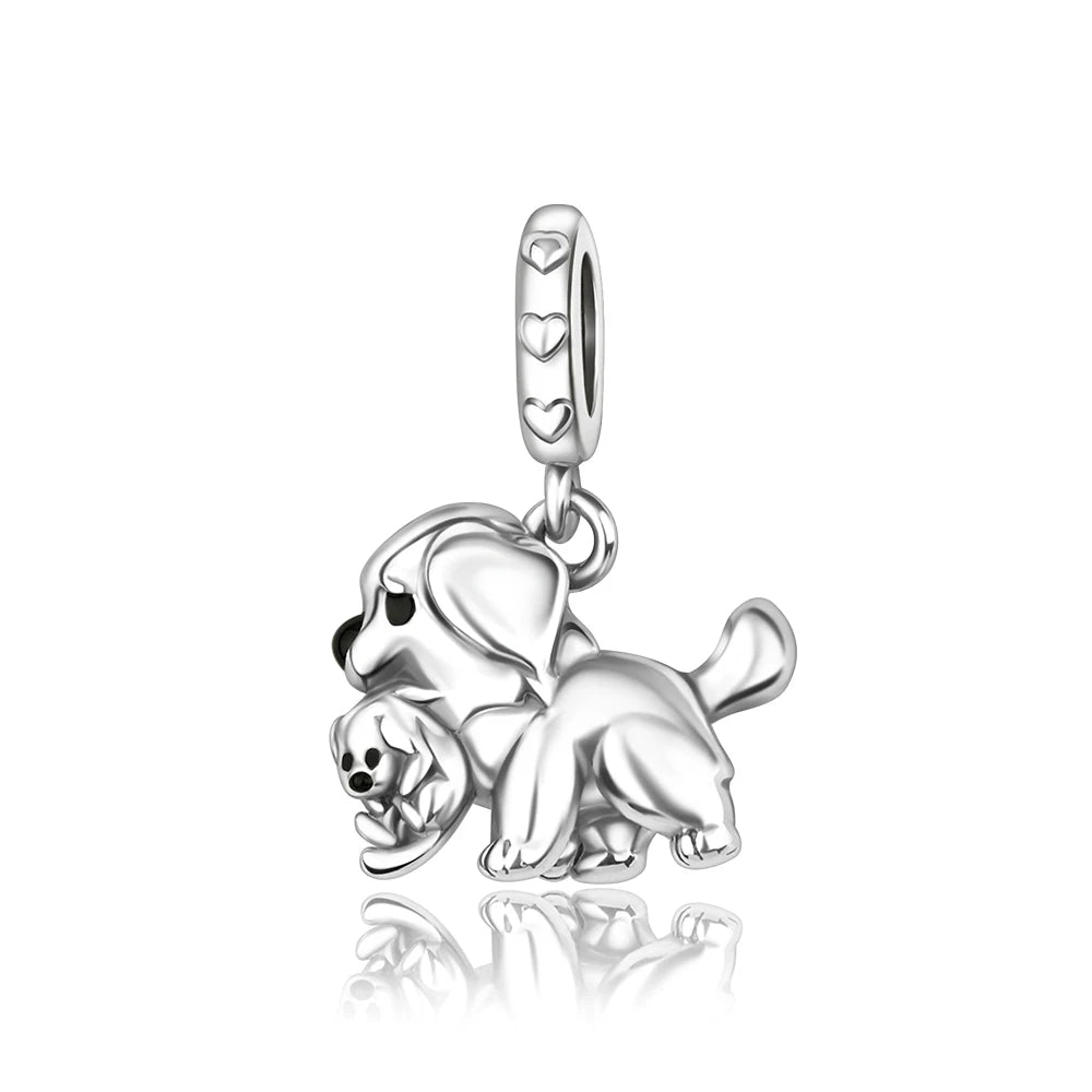 Animal Series Charms aus 925er-Sterlingsilber, Kaninchen, Katze, Pfau, Elefant, Türkei, Hund, passend für DIY-Armbänder, Halsketten, niedliche dekorative Geschenke