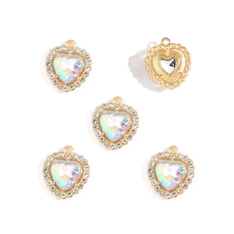 10 stücke Mehrfarbige Herz harz Kristall Strass Liebe Anhänger Dekoration Handwerk DIY Für Die Herstellung Von Ohrringe Halskette Schmuck W484