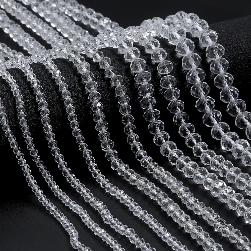 3/4/6/8/10mm Facettierte AB Klar Glas Kristall Rondelle Perlen Bunte Lose Spacer Perlen für Schmuck Machen DIY Armband Halskette