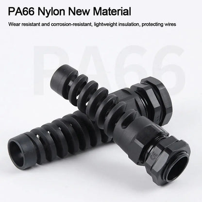 2 Stück schwarz wasserdichte Kabel verschraubung Anti-Biegung pg7 Kunststoff verbindung m12 m16 m20 Nylon torsion sichere Verbindung pg9 Kabel befestigungs verschraubungen