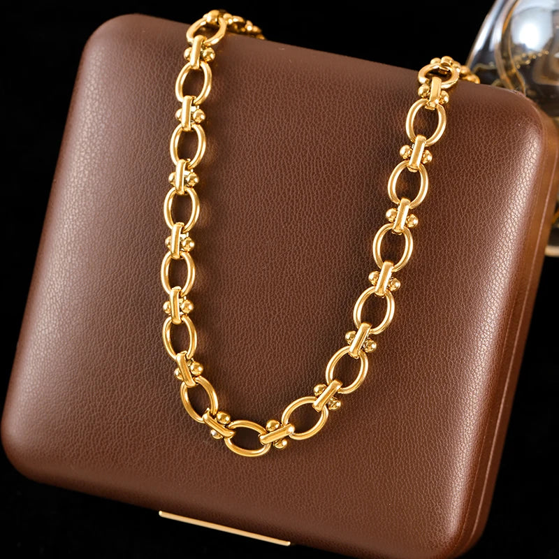 GANEMLY 316l Edelstahl Mode Blätter Kette Halskette für Frauen Charme 18K Metall Kragen Aussage Halskette Wasserdicht