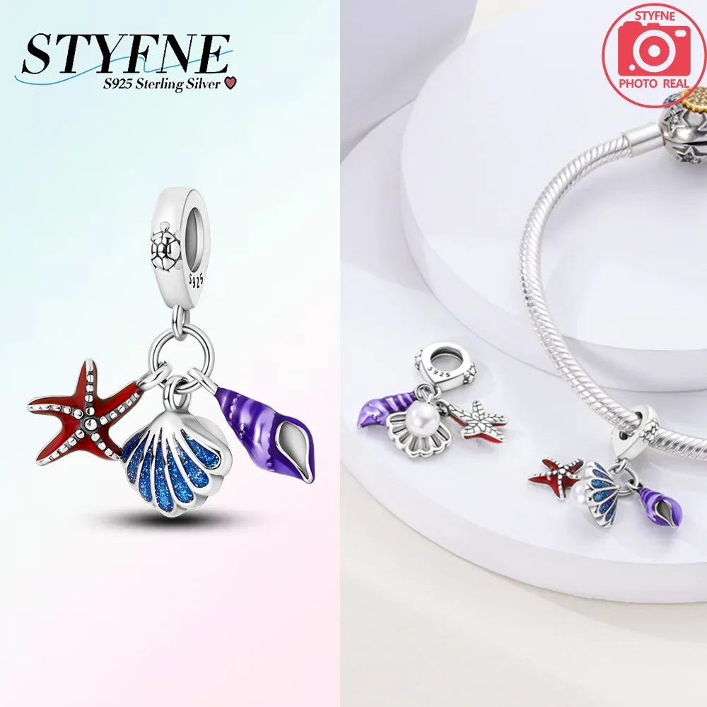 Heißer Verkauf 925 Sterling Silber Ozean Welt Serie Meeresschildkröte Seestern Kleine Krabbe Krake Charms Bead Fit 925 Armband DIY Schmuck