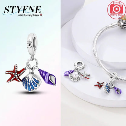 Heißer Verkauf 925 Sterling Silber Ozean Welt Serie Meeresschildkröte Seestern Kleine Krabbe Krake Charms Bead Fit 925 Armband DIY Schmuck
