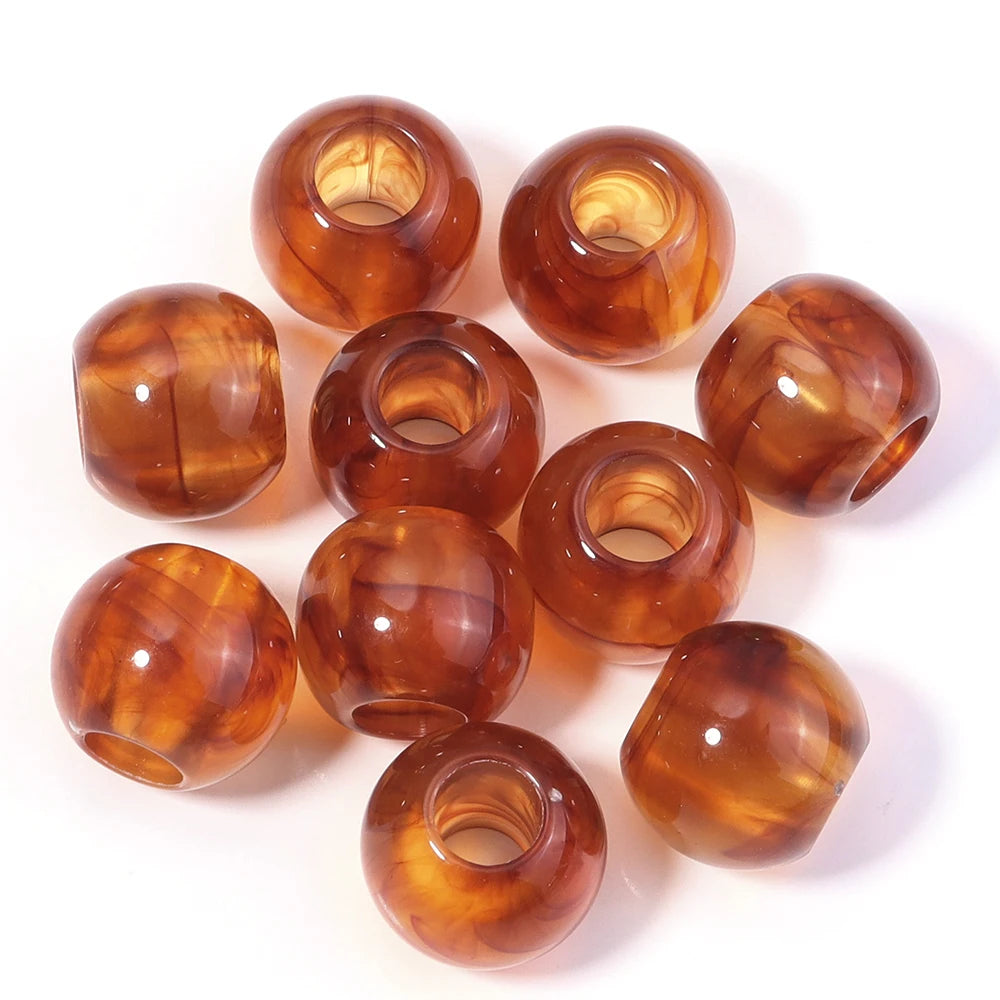 10-200PCS Imitation Bernstein Perlen Runde Acryl Perlen Lose Große Loch Spacer Perlen Für Schmuck Machen DIY Armband halskette
