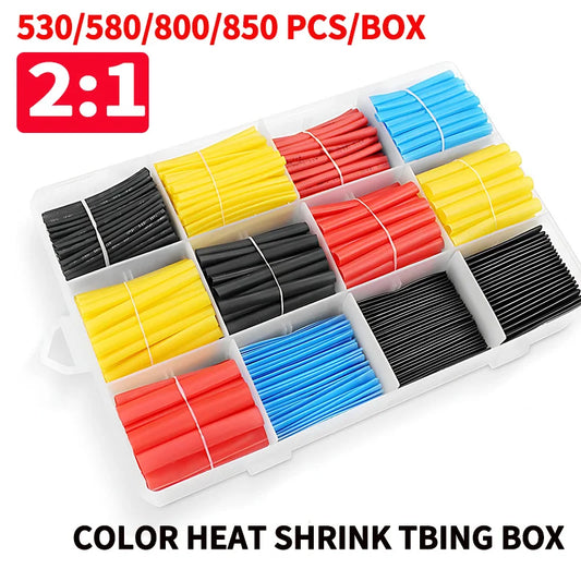 530/560/580/800PCS Schrumpfschläuche kit 2:1 Schrumpf Draht Schrumpfen Wrap Schläuche Draht verbinden Abdeckung Schutz