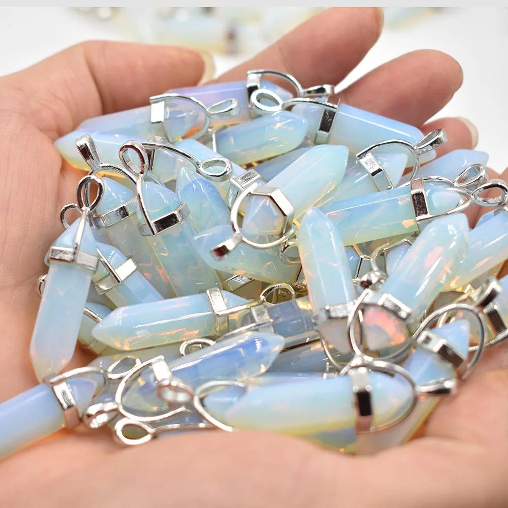 Großhandel 24 teile/los Mode qualität verschiedene naturstein amethyst säule charms chakra Anhänger & halsketten für die herstellung kostenlos