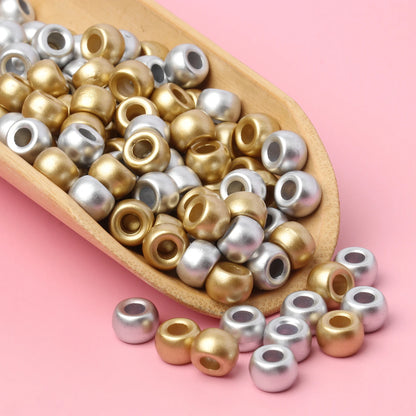 100 stücke gold farbe silber farbe 6x9mm pony perlen acryl lose perlen diy handwerk schmuck armbänder machen haar zubehör