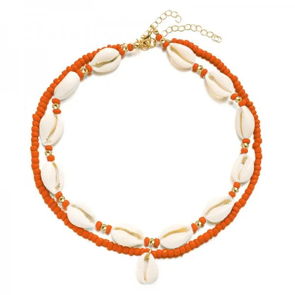 Doppelschicht Strand Muschel Halsband Halsketten Böhmische Natürliche Shell Kurzen Kragen Für Frauen Seil Kette Halsband Zubehör