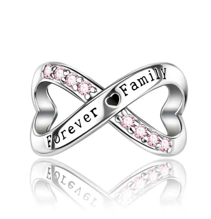 Charm-Anhänger aus 925er-Sterlingsilber für immer, Familie, unendliche Liebe, passend für Original-Armbänder, DIY-Edelschmuckherstellung, Geschenk