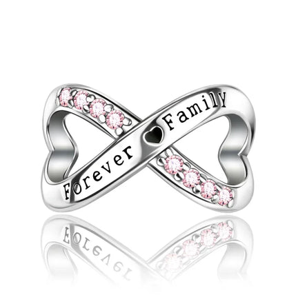 Charm-Anhänger aus 925er-Sterlingsilber für immer, Familie, unendliche Liebe, passend für Original-Armbänder, DIY-Edelschmuckherstellung, Geschenk