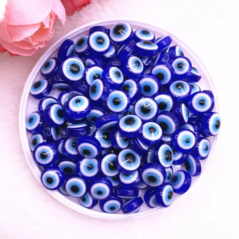 50 Stück 6/8/10 mm ovale Perlen Evil Eye Harz Spacer Perlen für Schmuckherstellung DIY Armband Perlen # 01