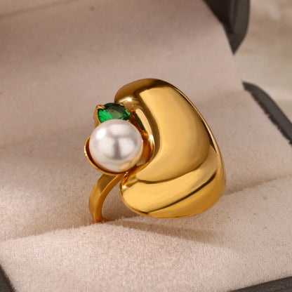 Luxus Edelstahl Ringe Vergoldet Bunte Stein Zirkon Kristall Herz Ring Für Frauen Hochzeit Boho Schmuck Weihnachtsgeschenk