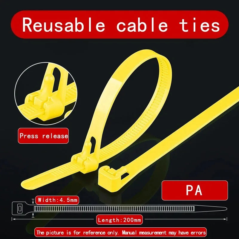 100 Stück wiederverwendbare Nylon-Kabelbinder 3,6 x 150 mm – Verschlussschlaufe, abnehmbar, gemischt in Schwarz und Weiß – ideal für die Organisation zu Hause und im Büro