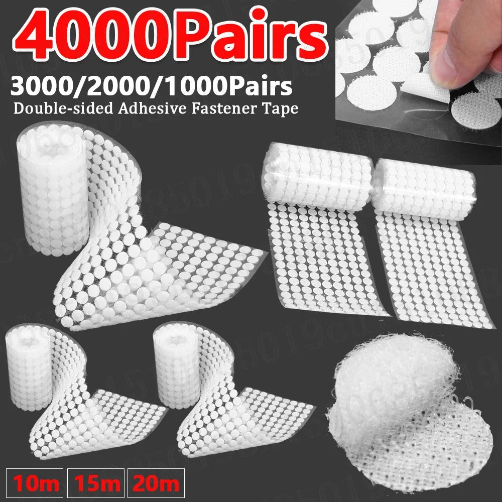 4000/1000 Paar Nylon-Aufkleber, doppelseitige Haken, Schlaufen, Scheiben, rundes Befestigungsband, 10/15/20 mm, selbstklebendes Befestigungsband, Punkte