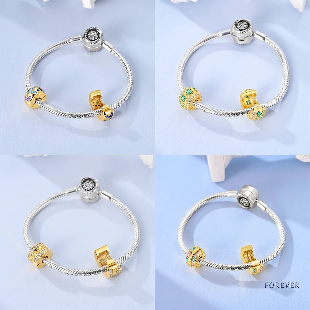 Neues 925er Silber, teilbarer Sonnen- und Mond-Charm, Satr-Herz-Perle, passend für Original-Armbänder für Frauen, edle Schmuckherstellung, Geschenk