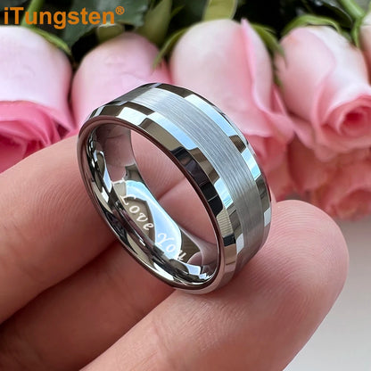 iTungsten 6mm 8mm Wolframkarbid-Fingerring für Herren und Damen, Verlobung, Ehering, Modeschmuck, I Love You, graviert, bequeme Passform