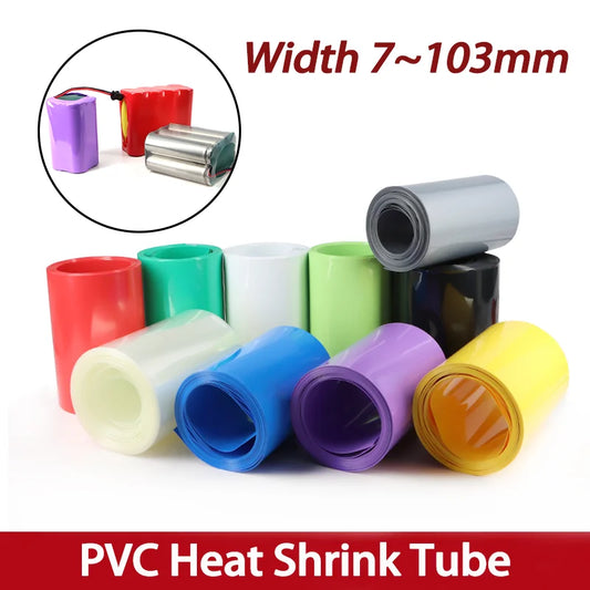 1M PVC Bunter Schrumpfschlauch, Breite 7~103mm, für 18650 Lipo-Akkupacks, Isolierfolie, Lithium-Gehäuseschutz, Kabelummantelung