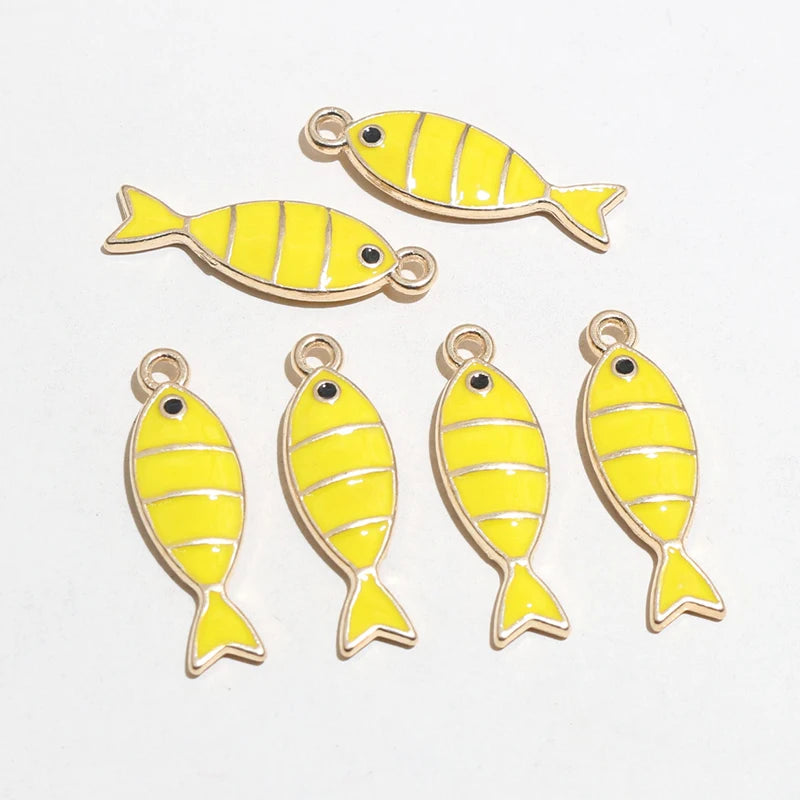 20 Stück 23x7mm Emaille Fisch Charms Anhänger DIY Schmuck Making Zubehör Erkenntnisse für Ohrringe Halskette Armbänder