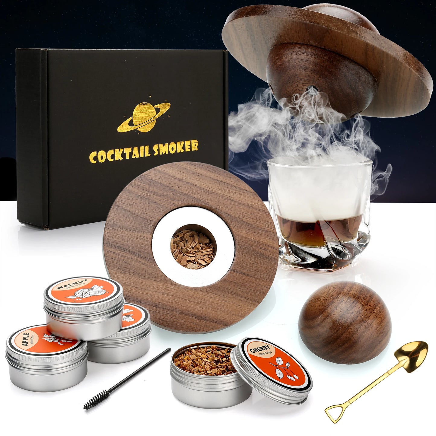 Cocktail-Räucher-Set, Rauch-Set, altmodisches Whiskey-Räucher-Getränk-Set, Cocktail-Zubehör für Whisky, Getränk