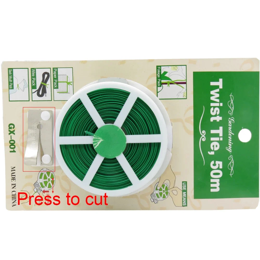 1pc 30/50M Langlebige Pflanzen Krawatte Grüne Beschichtung mit Cutter Starke Twisted Cord Garten Bonsai Unterstützung gartenarbeit Und Outdoor Verwenden Suppl
