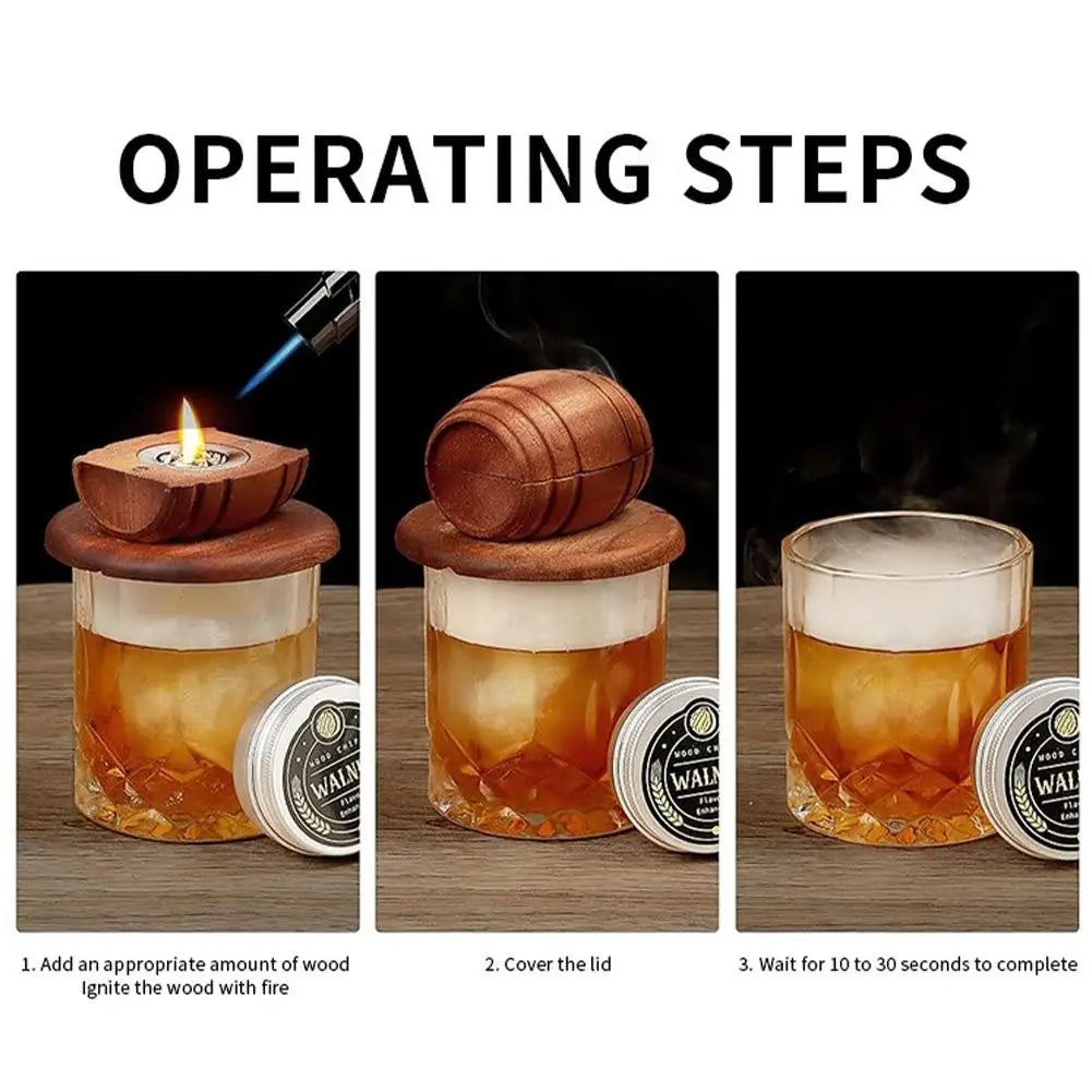 Tragbares Whiskey-Fass-Räucher-Set Bar-Cocktail-Whiskey-Würzwerkzeug Lebensmittelgeeignetes Aromaverstärkendes Räucherzubehör