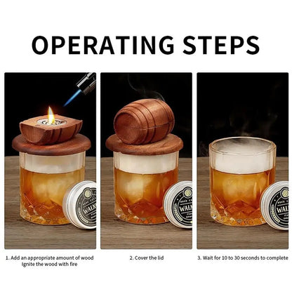 Tragbares Whiskey-Fass-Räucher-Set Bar-Cocktail-Whiskey-Würzwerkzeug Lebensmittelgeeignetes Aromaverstärkendes Räucherzubehör