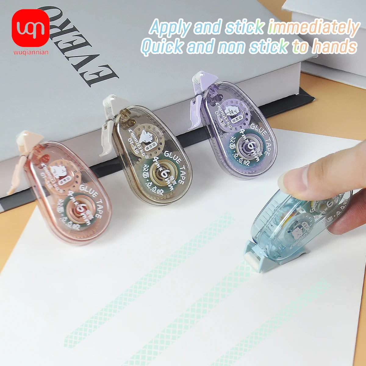 WQN-10PCS Süßes doppelseitiges Klebeband mit Punktpads für Scrapbooking, Basteldekoration, Büro- und Schulbedarf, Schreibwaren