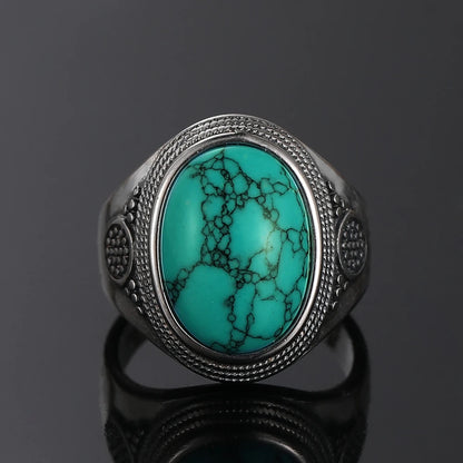 Vintage S925 Silber Ring Natürliche Türkis Ringe Luxus Schmuck Party Jahrestag Geburtstag Geschenk für Frauen Mann