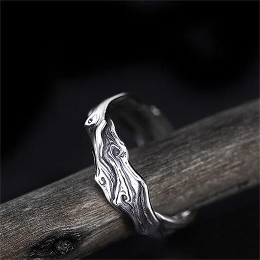 Vintage Kiefer Zypresse Baum Muster Ring Männlichen Schmuck Einstellbar Trendy 925 Silber Ring Für Männer Zeigefinger Zubehör