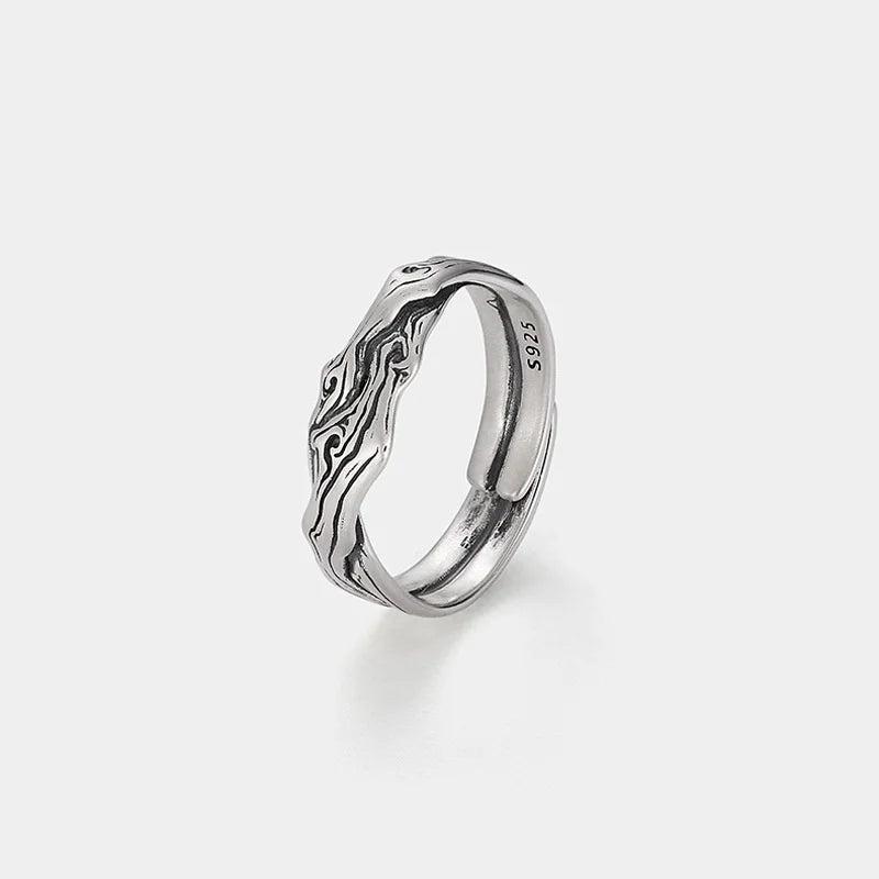 Vintage Kiefer Zypresse Baum Muster Ring Männlichen Schmuck Einstellbar Trendy 925 Silber Ring Für Männer Zeigefinger Zubehör