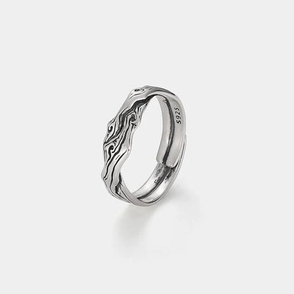Vintage Kiefer Zypresse Baum Muster Ring Männlichen Schmuck Einstellbar Trendy 925 Silber Ring Für Männer Zeigefinger Zubehör