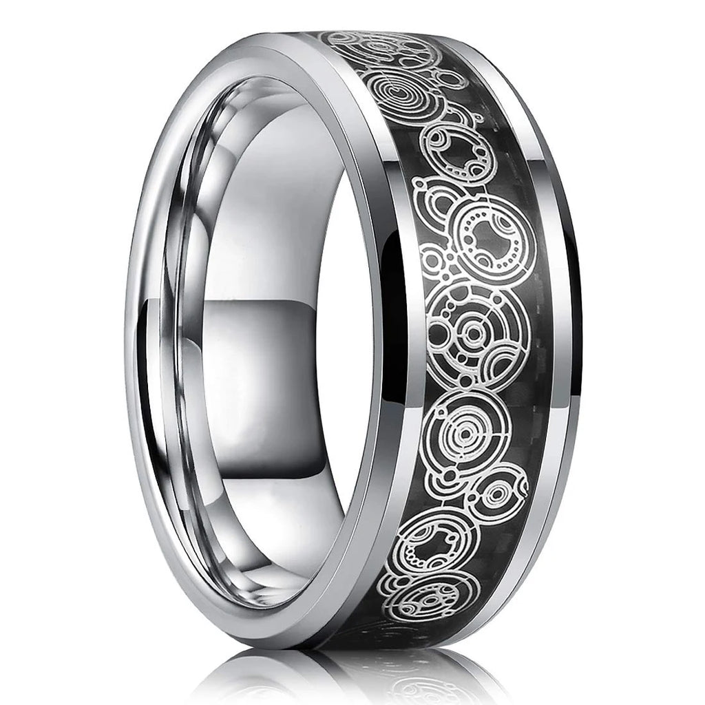 Moderne 8mm Schwarz Titan stahl Ringe für Männer Frauen Nut Facetten Edelstahl Männer Ring Hochzeit Band schmuck Großhandel