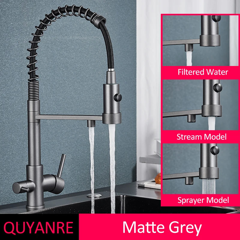 Schwarz Gefilterte Küche Wasser Filter Küche Armaturen Dual Auslauf Filter Wasserhahn Mixer Wasser Reinigung Wasser Kran Für Küche
