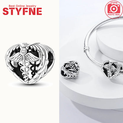 Neue Silber 925 Engel Skulptur Charms Herz Perlen Fit Original Armband für Frauen Schmuck Party Perlen DIY Edlen Schmuck Geschenke