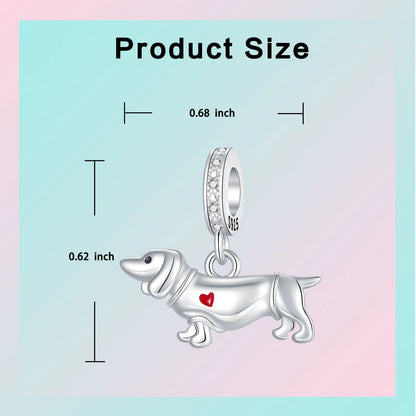 Charm-Anhänger aus 925er-Sterlingsilber, Dackel, Welpe, Wursthund, passend für Original-Charm-Armbänder, Frauen, DIY-Schmuck, Geschenk