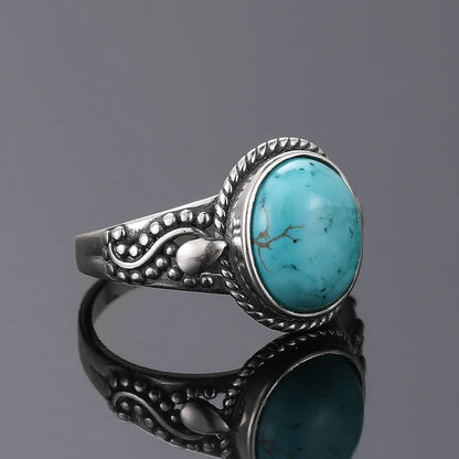 Vintage S925 Silber Ring Natürliche Türkis Ringe Luxus Schmuck Party Jahrestag Geburtstag Geschenk für Frauen Mann