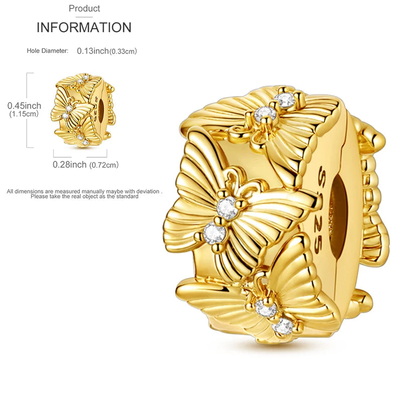 Katze Schmetterling Gänseblümchen CZ Pave Clip Charms Positionierung Schnalle 925 Sterling Silber Silikon Spacer Perlen passen Original Racelet DIY