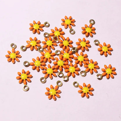 20 Stück 10x7mm kleine Blumen-Charms Anhänger Emaille Edelstahl DIY Schmuck Herstellung Zubehör-Erkenntnisse für Halsketten Ohrringe