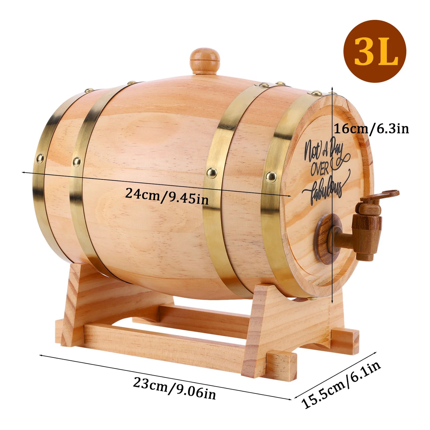 3L Graviertes Whiskeyfass mit Ständer und Zapfhahn Holz-Whiskeyfass Weinfass für Cocktails Bourbon Rum Tequila Bier