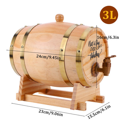 3L Graviertes Whiskeyfass mit Ständer und Zapfhahn Holz-Whiskeyfass Weinfass für Cocktails Bourbon Rum Tequila Bier