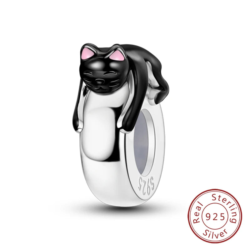 Neue Original Charms Perlen Anhänger 925 Sterling Silber Teddy Pudel Hund Katze Universal Schnalle Charms Fit Armband DIY Schmuck Geschenk