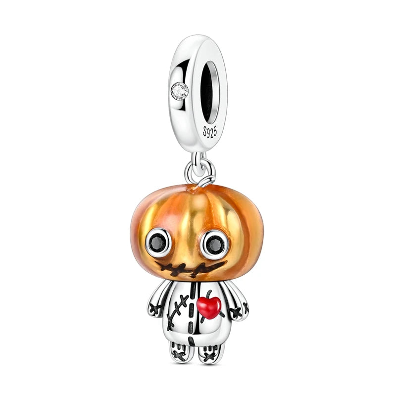 Heißer Verkauf 925er Sterlingsilber Kürbiskopfperlen & fliegende Hexe baumelnder Charm passend für Armband Halloween Anhänger Zubehör Geschenke