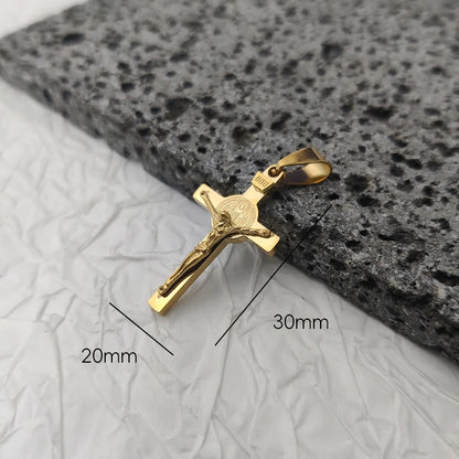 Neues Design 18K vergoldeter wasserdichter Jesus-Kreuz-Anhänger aus Edelstahl für Männer, religiöse Charms