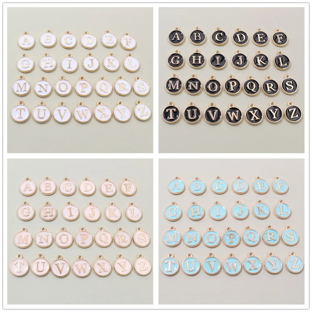 26 Stück 12x14mm A-Z Buchstaben Charms Emaille Alphabet Initial Letter Charms Anhänger Handgemachtes DIY Armband Schmuck Herstellung Zubehör