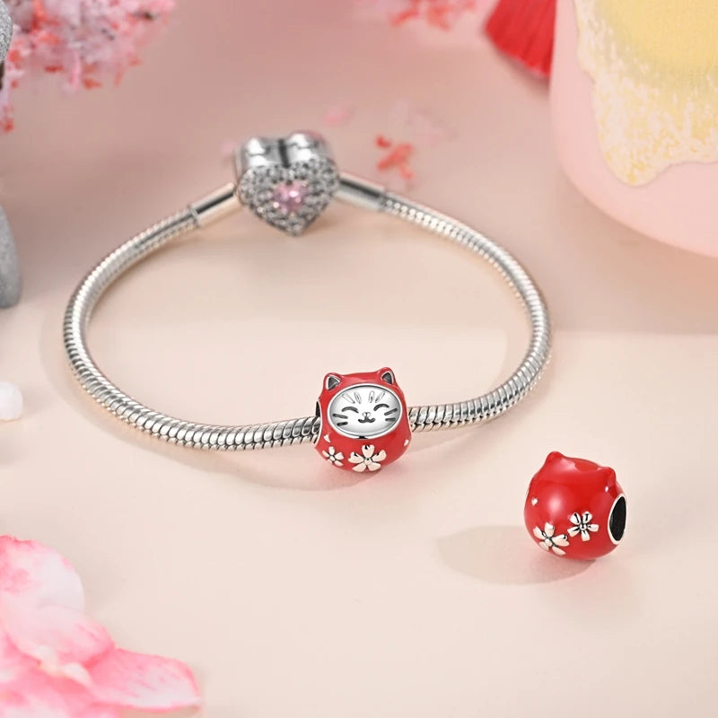 Original 925 Sterling Silber Charms Bead Japan Culture Series Sakura Anhänger passend für Original-Armband für Frauen DIY Schmuck Geschenk