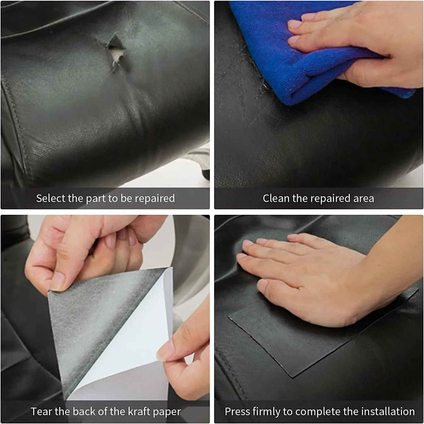 Selbstklebendes Erste-Hilfe-Patch für Möbel, Schuhe, Leder-Patch, DIY, schwarzes, selbstklebendes Leder-Reparaturband für Sofa, 50 x 137 cm